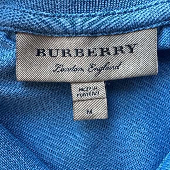 Burberry London England Mens Medium Polo Shirt Blue Short Sleeve - Picture 6 of 6